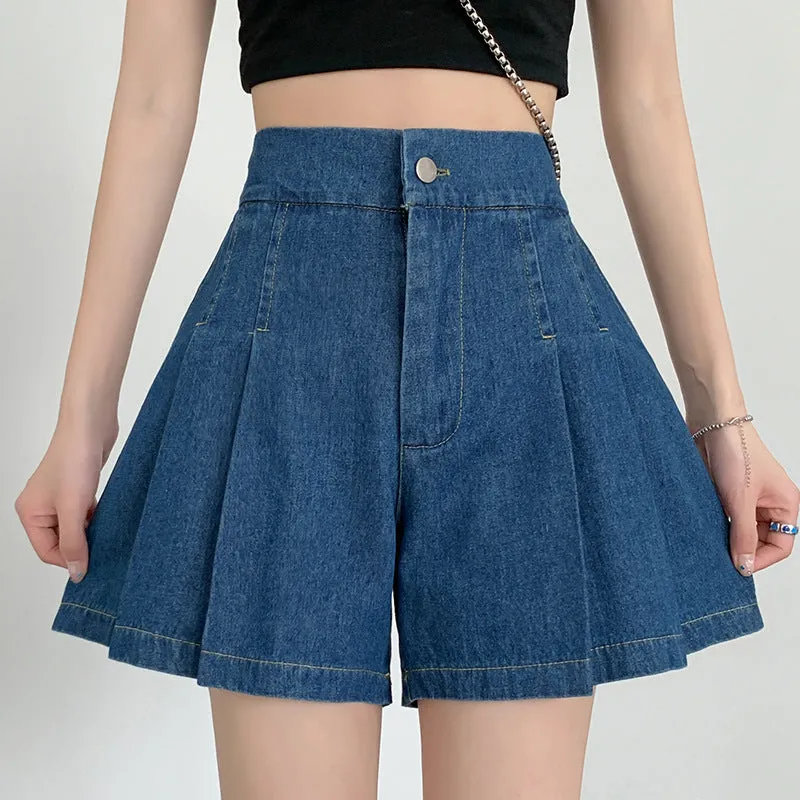 High-rise denim shorts-D816 | Inspanda