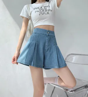 High-rise denim shorts-D816 | Inspanda