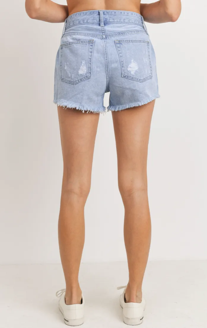 High Rise Distressed Shorts