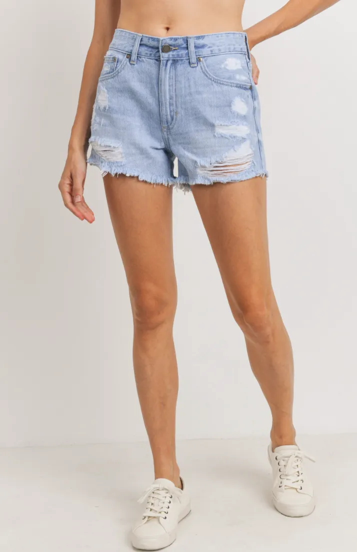 High Rise Distressed Shorts