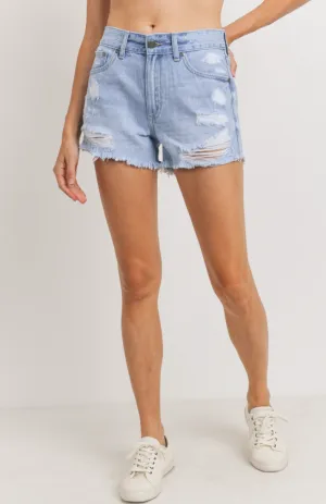 High Rise Distressed Shorts
