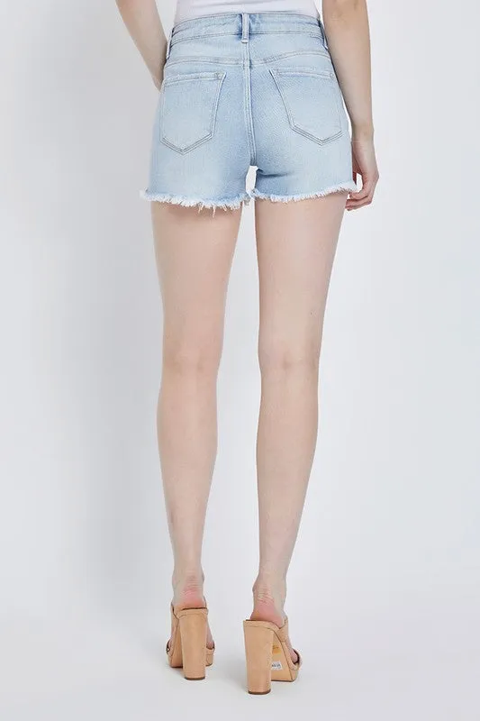 HIGH RISE FRAY HEM SHORTS