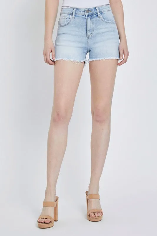 HIGH RISE FRAY HEM SHORTS