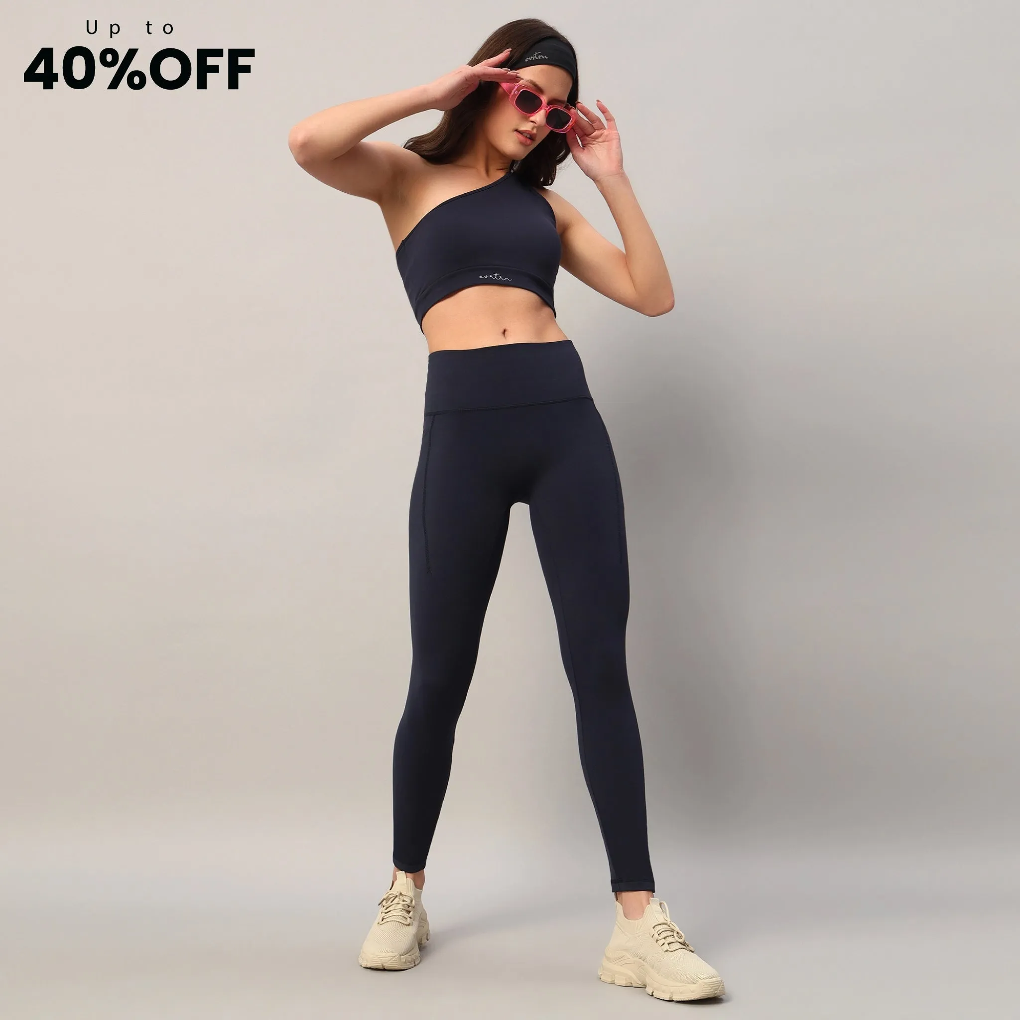 High-Waist Blue Sculpting Pocket Leggings