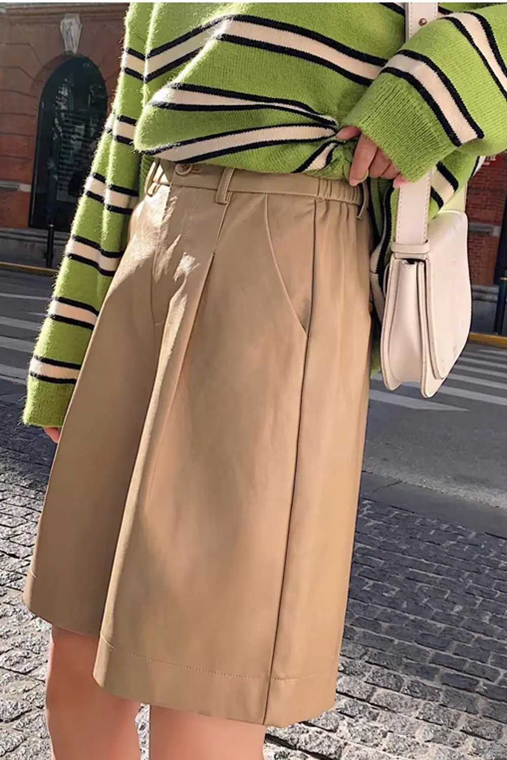 High Waist Loose Elegant Leather Shorts