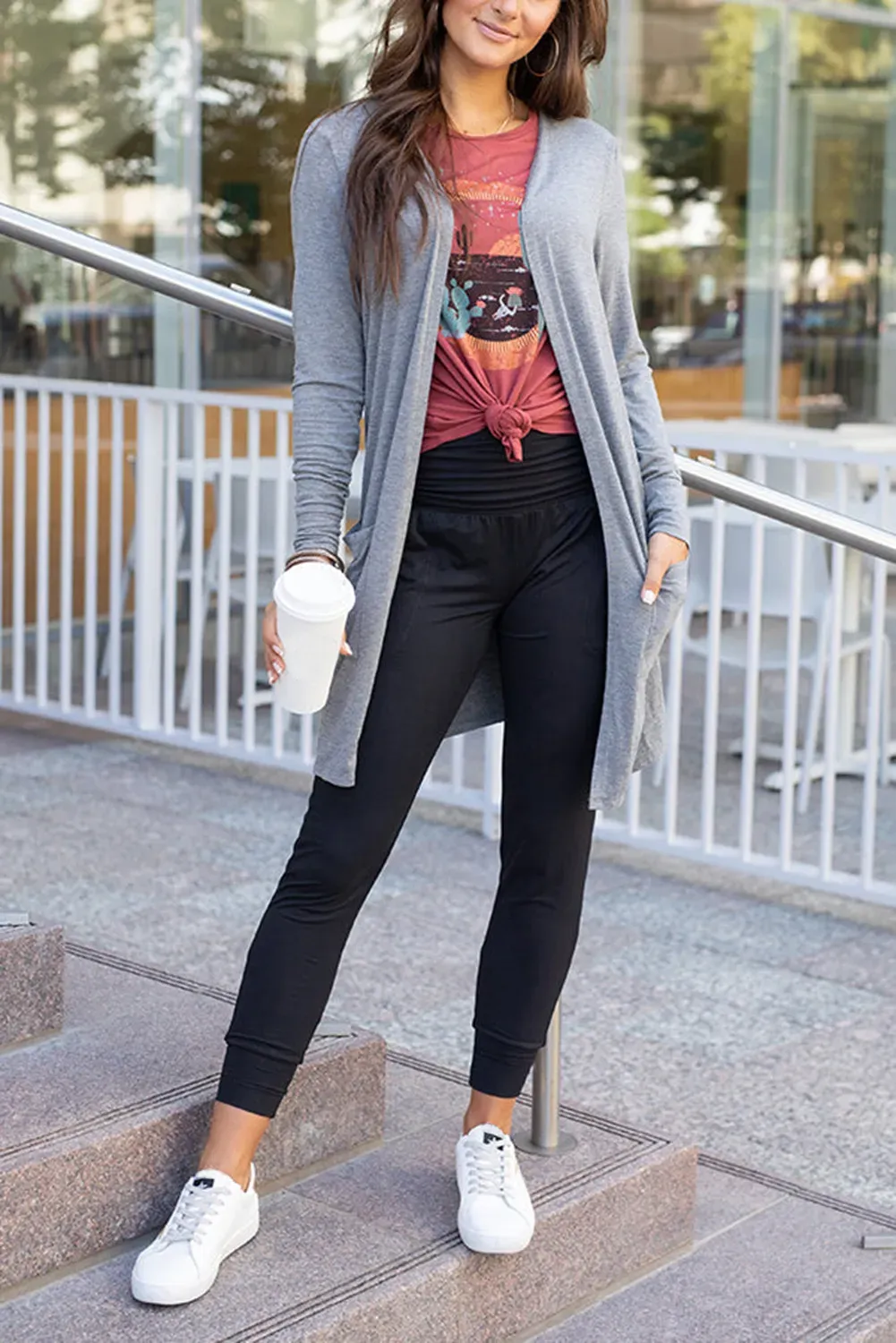 High Waist Pleated Leggings Pants With Pockets