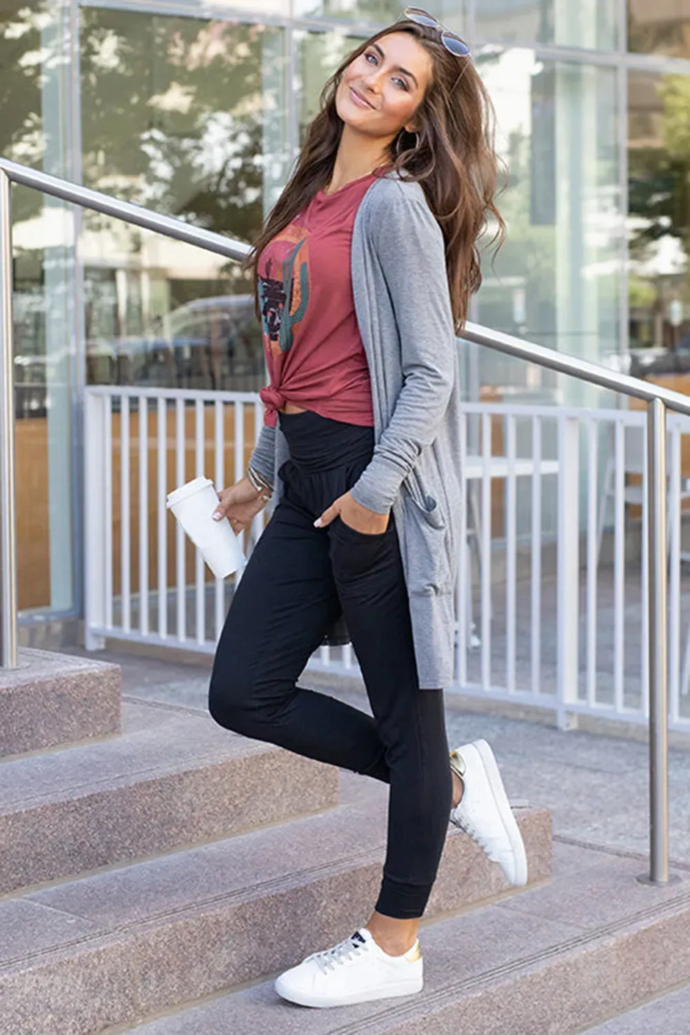 High Waist Pleated Leggings Pants With Pockets
