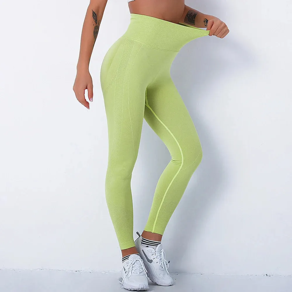 High Waist Seamless Push Up Gym Leggings - Elastic Fitness Clothing