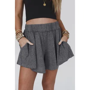 High Waist Straight Casual Loose Draping Effect Shorts