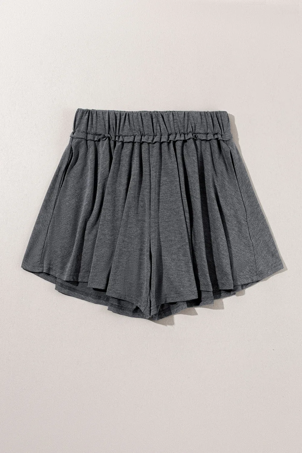 High Waist Straight Casual Loose Draping Effect Shorts