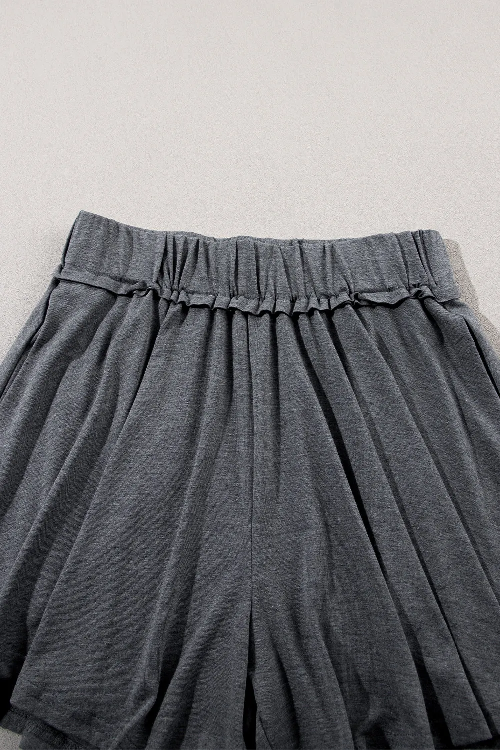 High Waist Straight Casual Loose Draping Effect Shorts