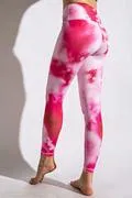 HIGH WAIST TIE DYE PRINT BUTTER SOFT FULL LENGTH W KEYHOLE