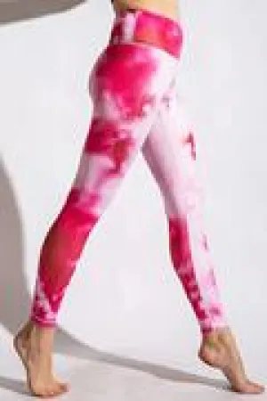 HIGH WAIST TIE DYE PRINT BUTTER SOFT FULL LENGTH W KEYHOLE