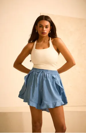 High Waisted Denim Wash Floaty 'Lucy' Shorts (Limited Edition)