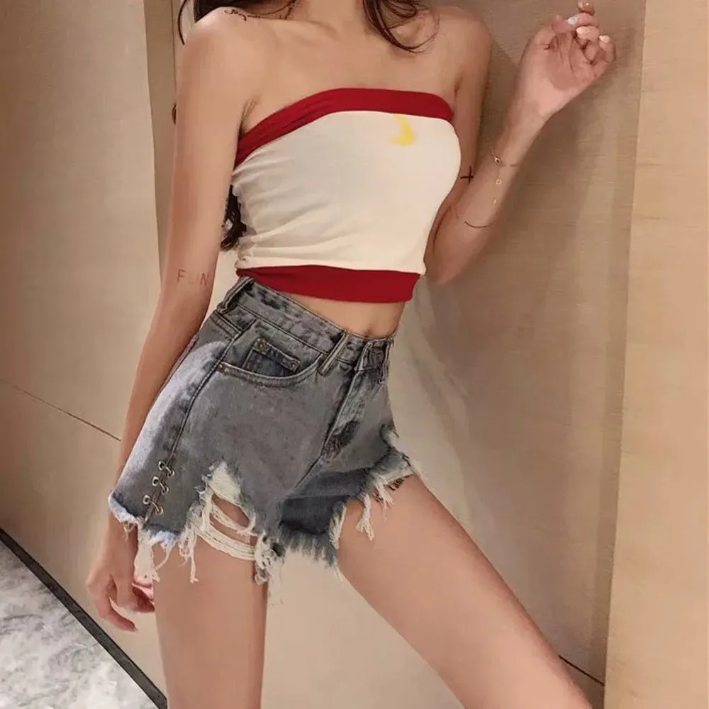 Hindaly™ | Women's High Waist Denim Shorts | Blue Casual Fit, Button Closure, Loose Style