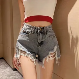 Hindaly™ | Women's High Waist Denim Shorts | Blue Casual Fit, Button Closure, Loose Style