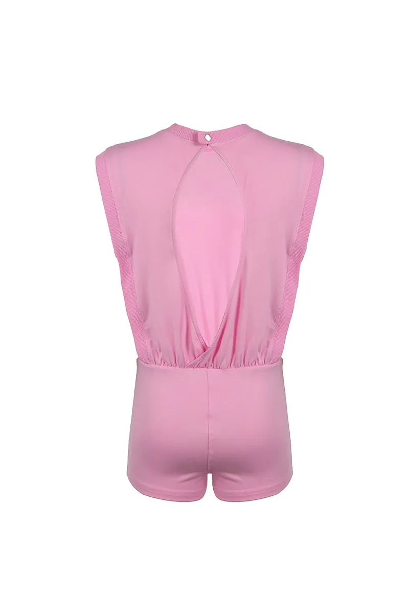 HJP1208 Solid Sleeveless Jumpsuit