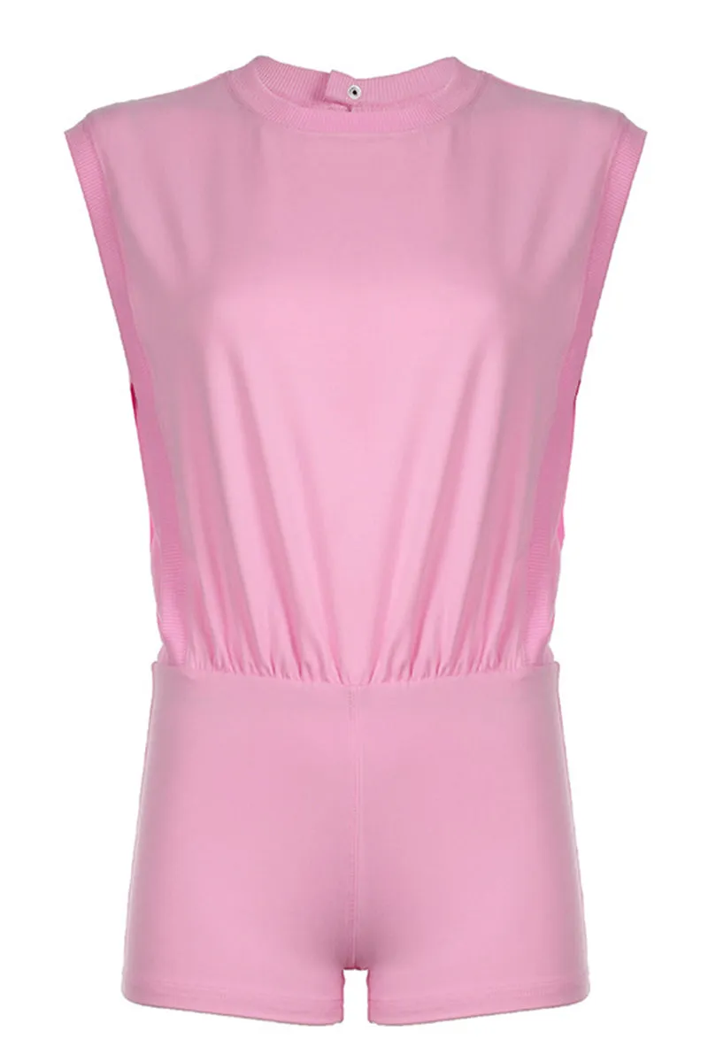 HJP1208 Solid Sleeveless Jumpsuit