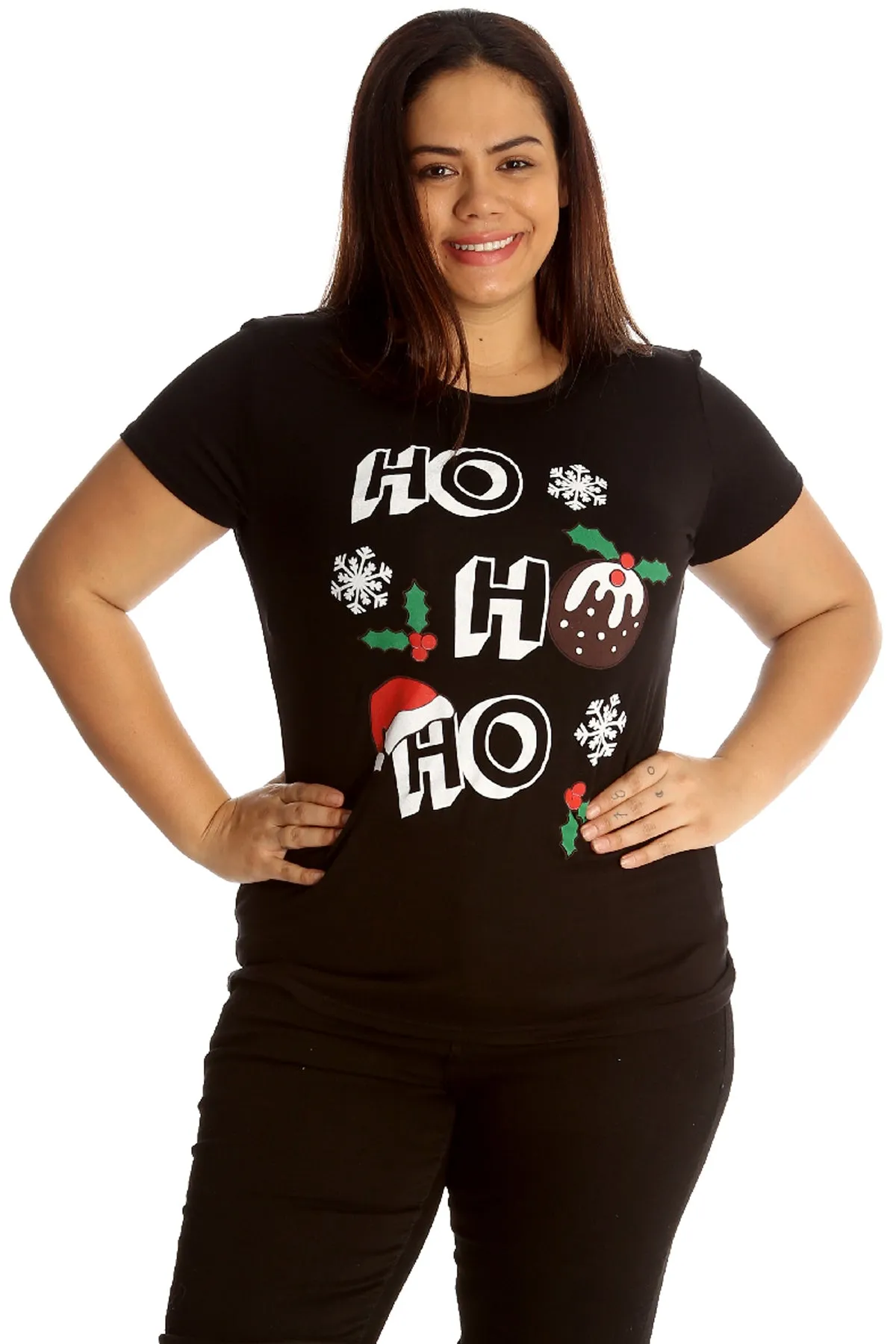 Holly Snowflake Christmas Short Sleeve Top