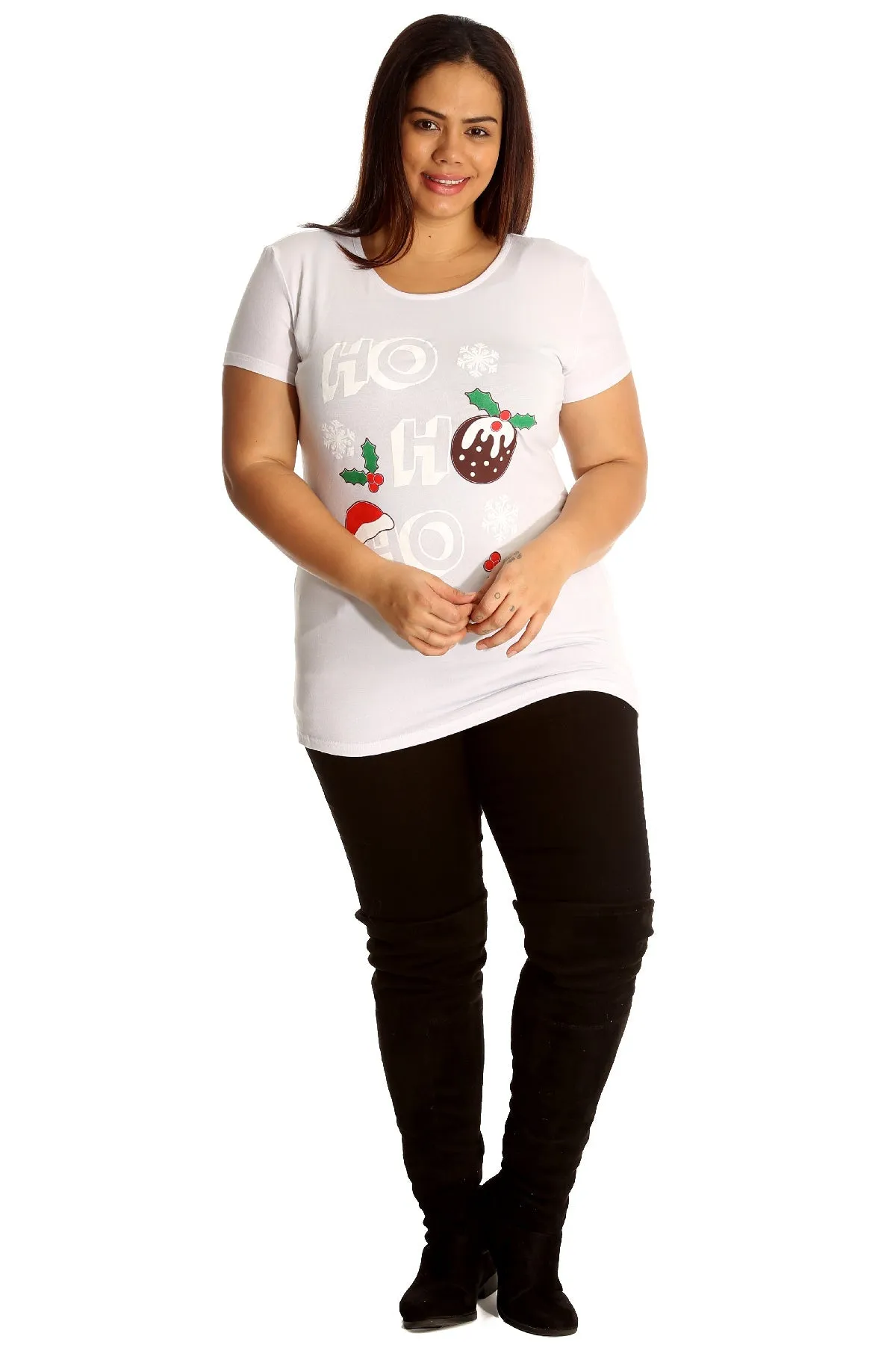 Holly Snowflake Christmas Short Sleeve Top