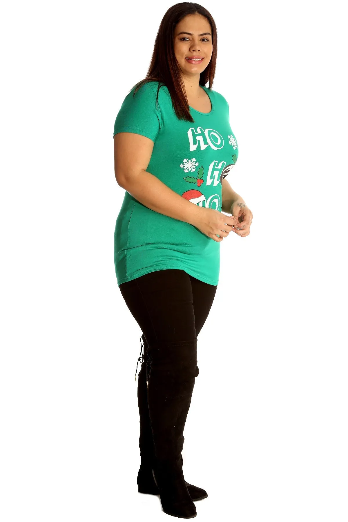 Holly Snowflake Christmas Short Sleeve Top