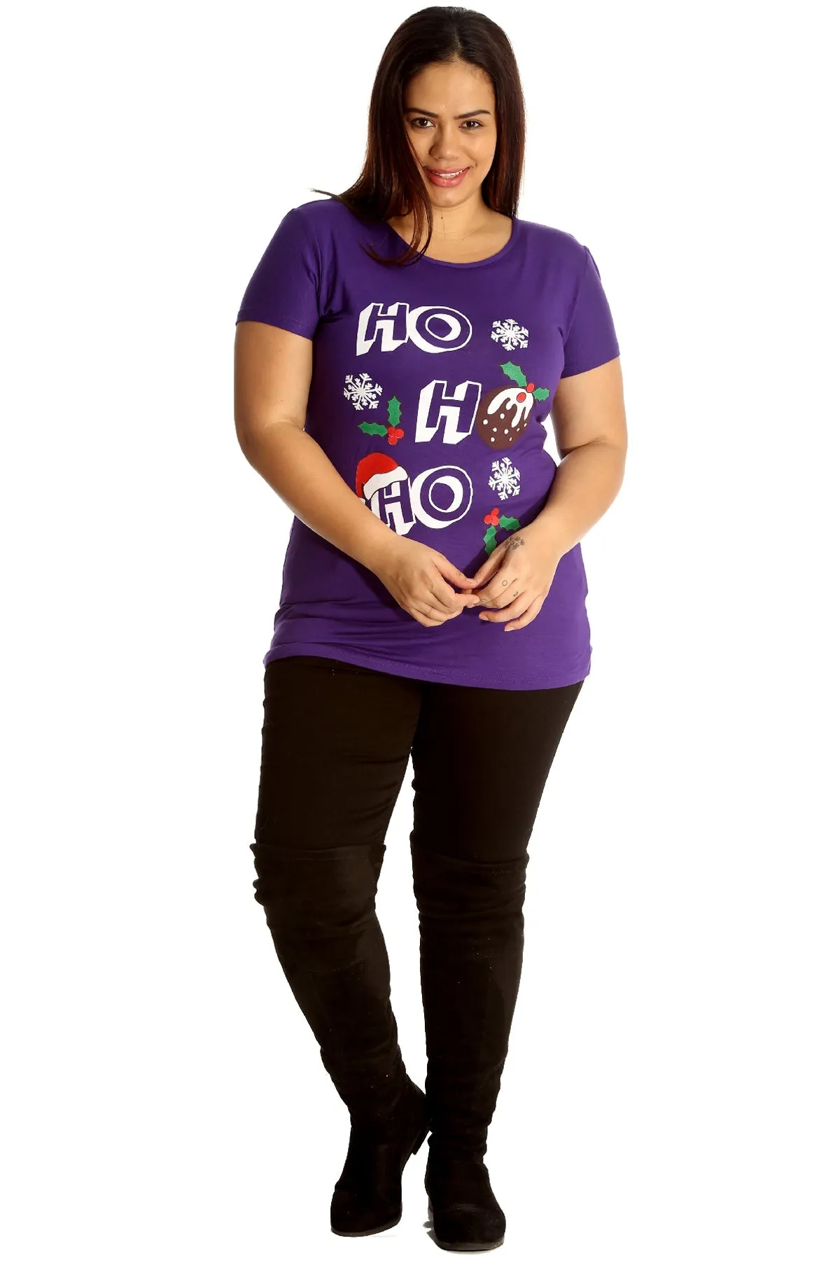 Holly Snowflake Christmas Short Sleeve Top