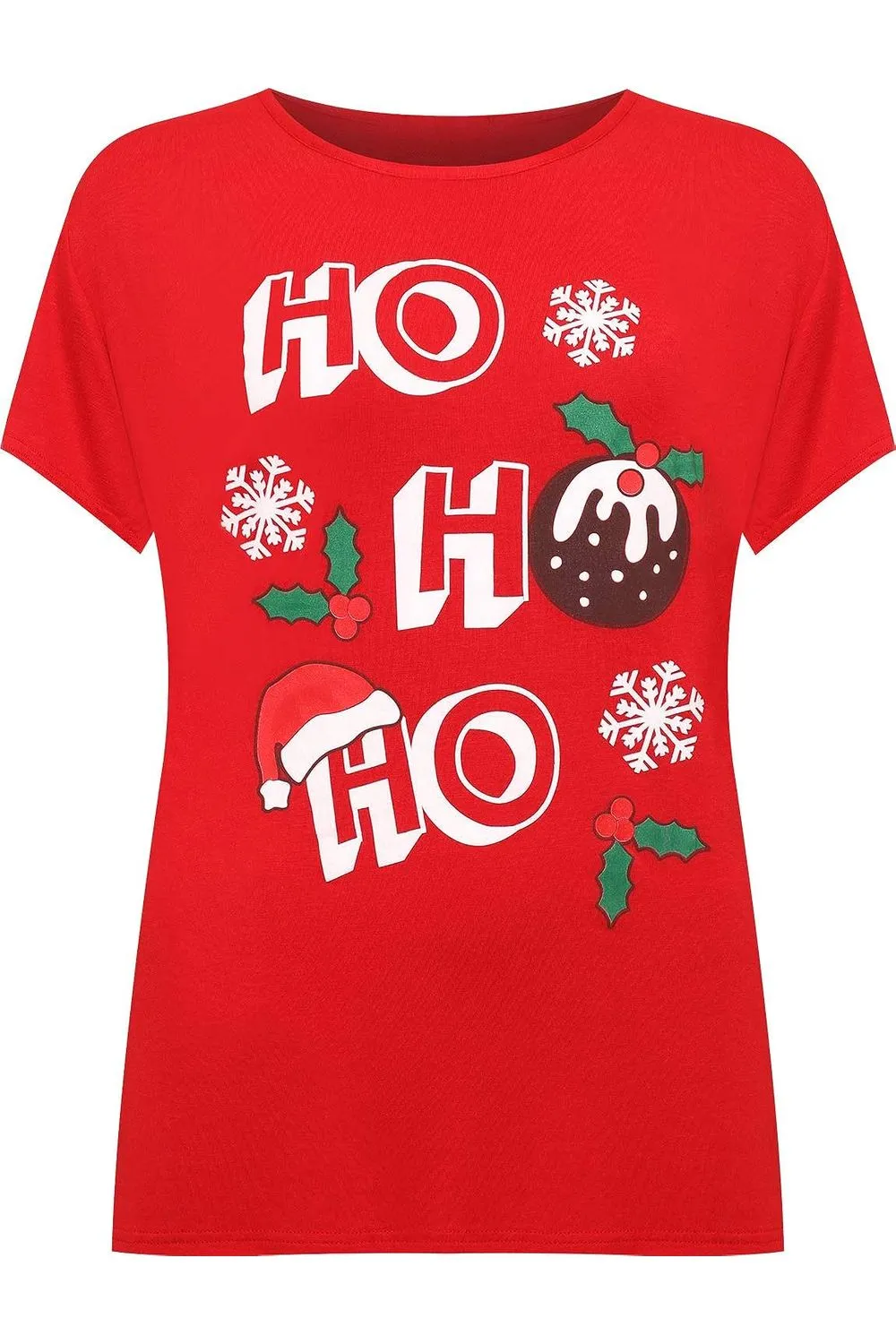 Holly Snowflake Christmas Short Sleeve Top