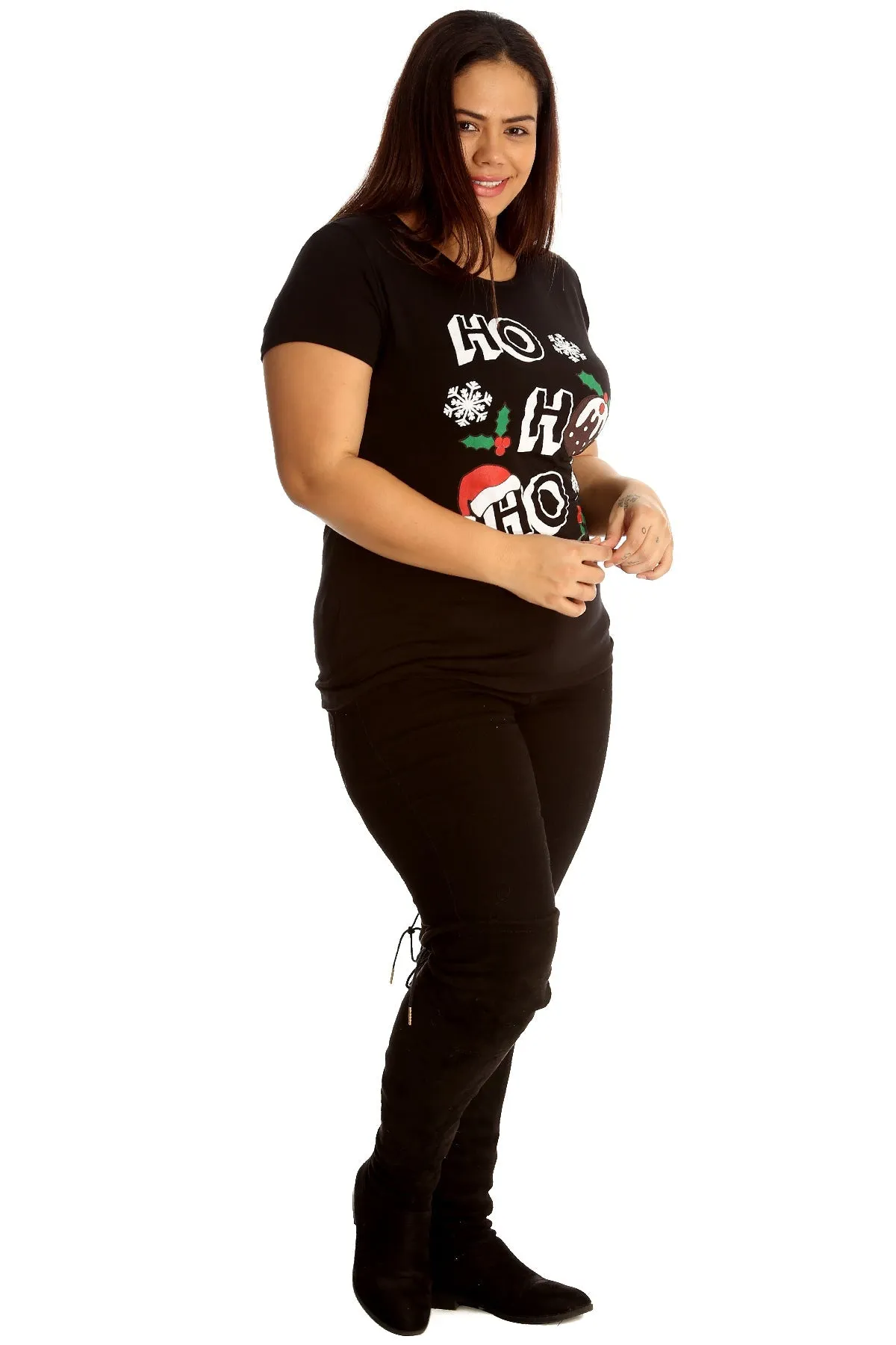 Holly Snowflake Christmas Short Sleeve Top