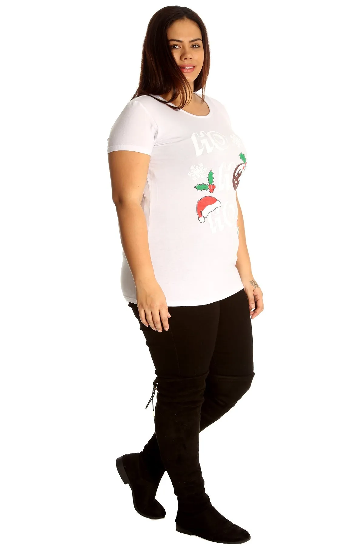 Holly Snowflake Christmas Short Sleeve Top