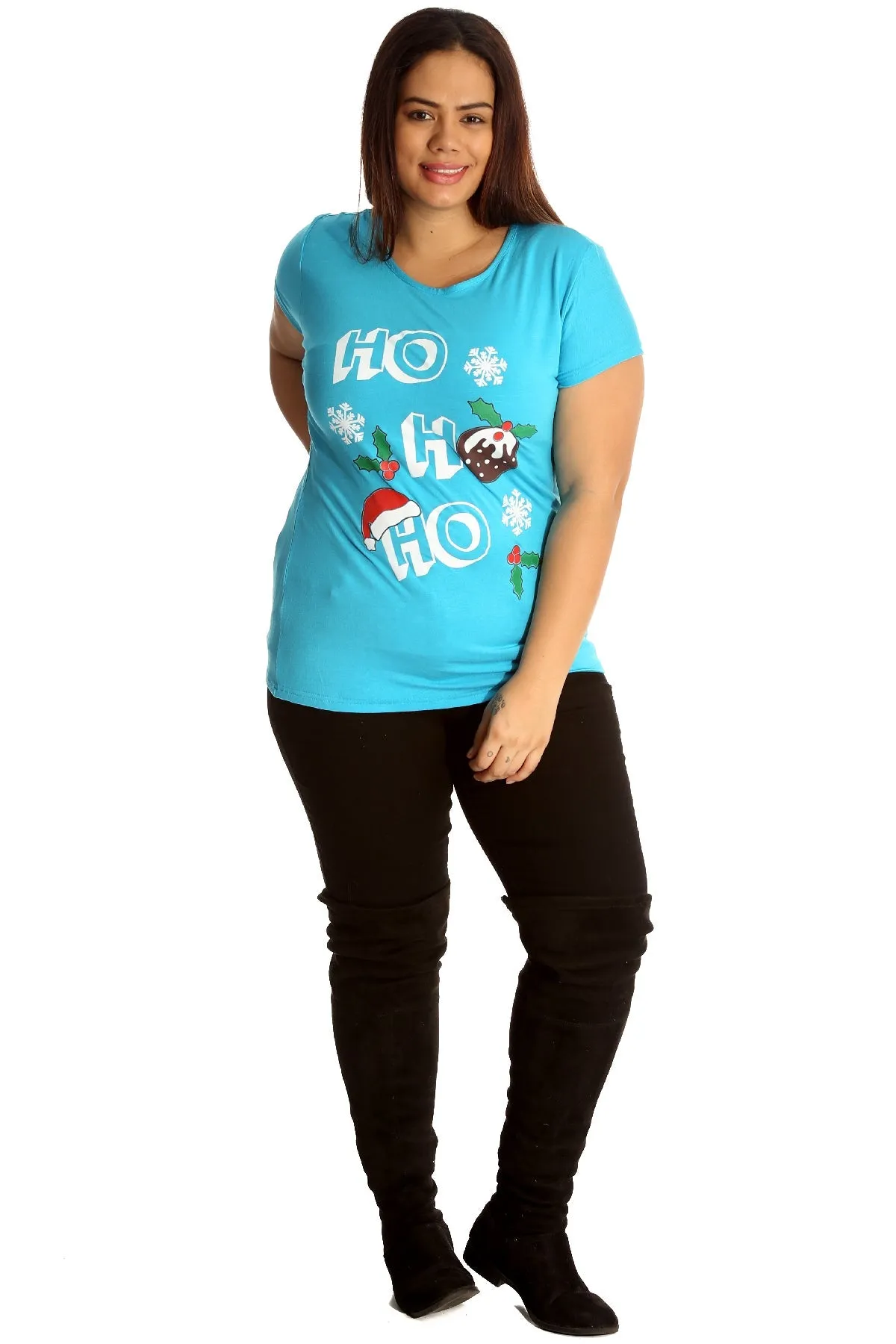 Holly Snowflake Christmas Short Sleeve Top