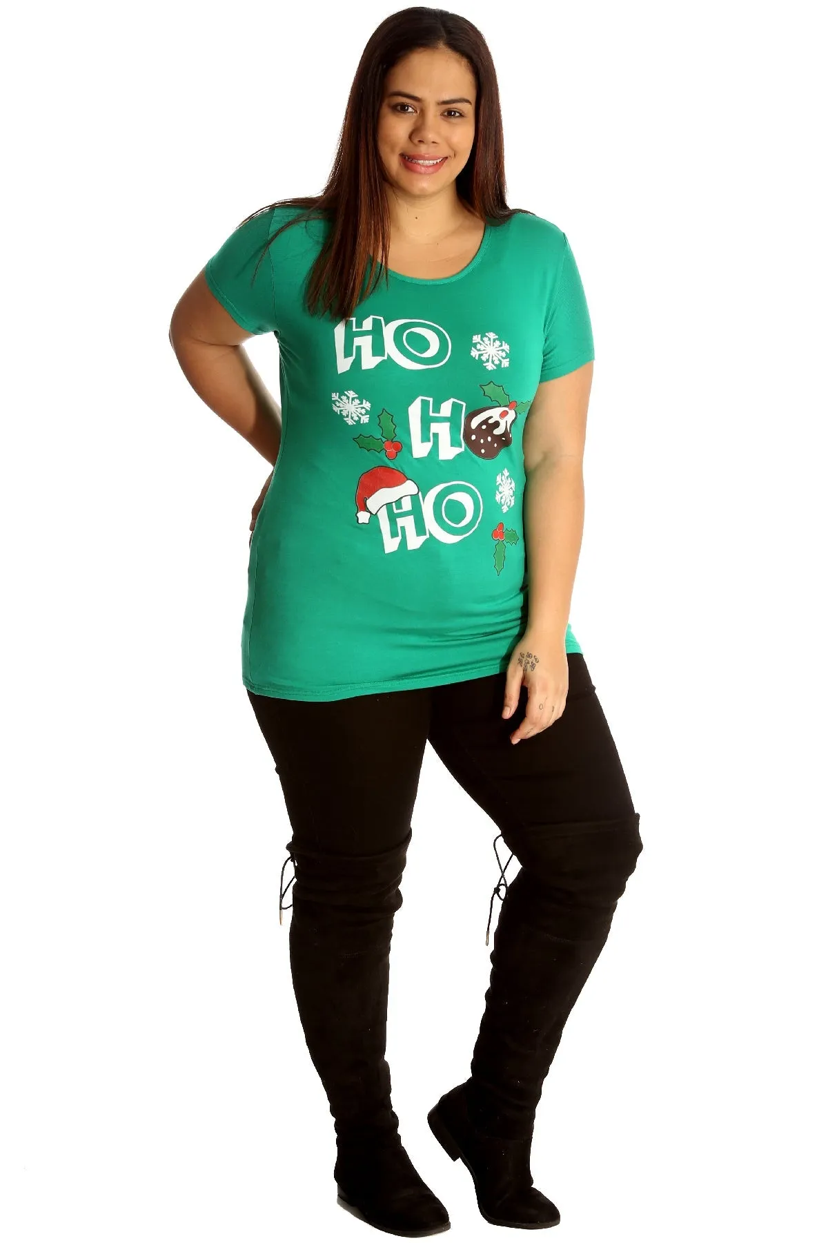Holly Snowflake Christmas Short Sleeve Top