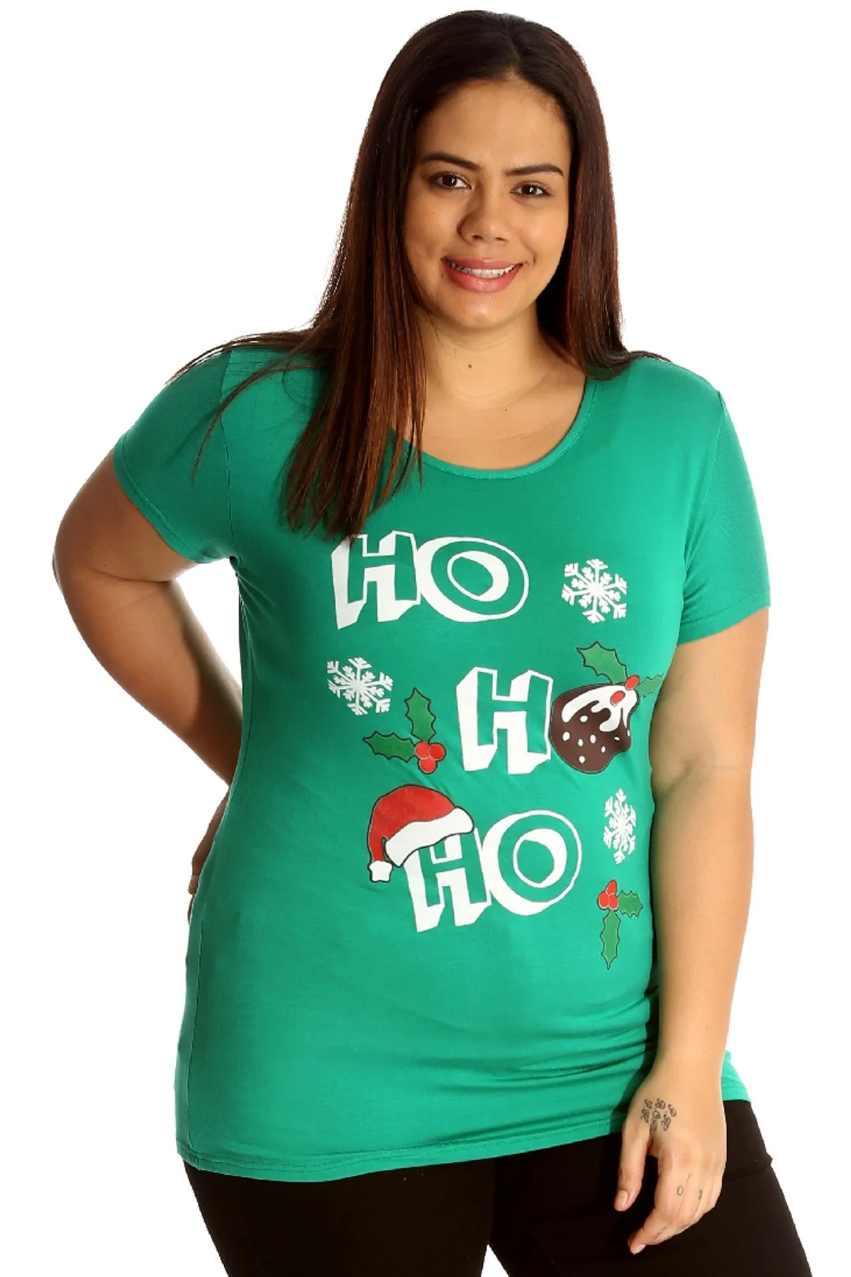 Holly Snowflake Christmas Short Sleeve Top
