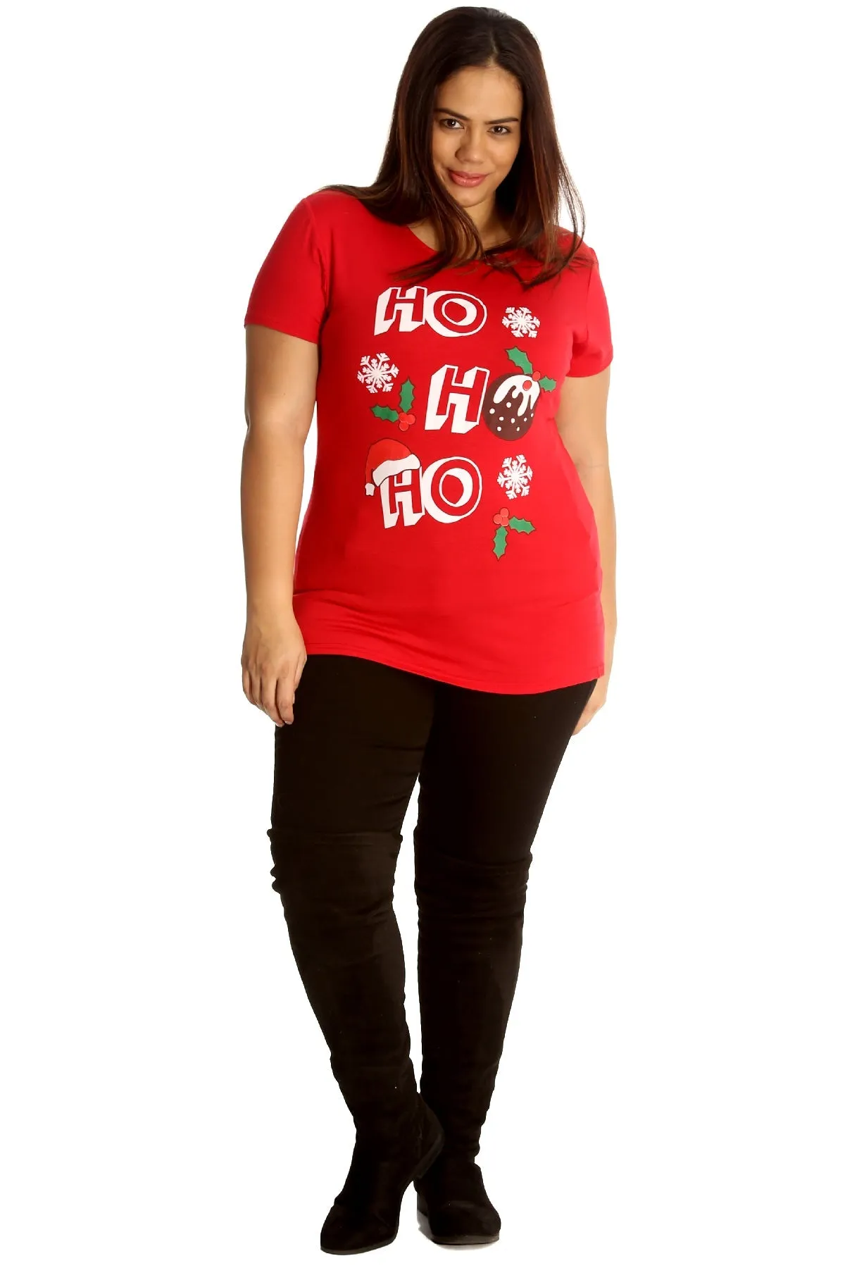 Holly Snowflake Christmas Short Sleeve Top