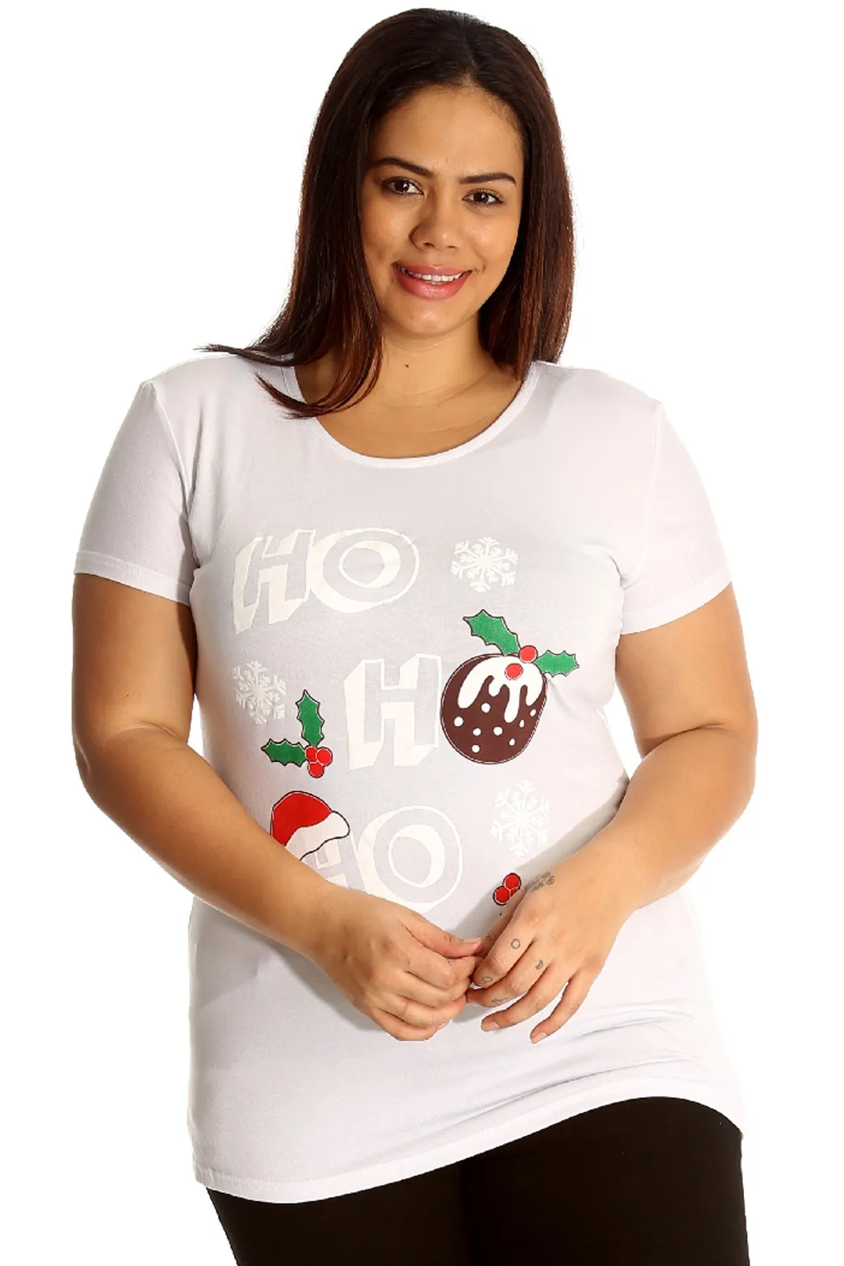 Holly Snowflake Christmas Short Sleeve Top