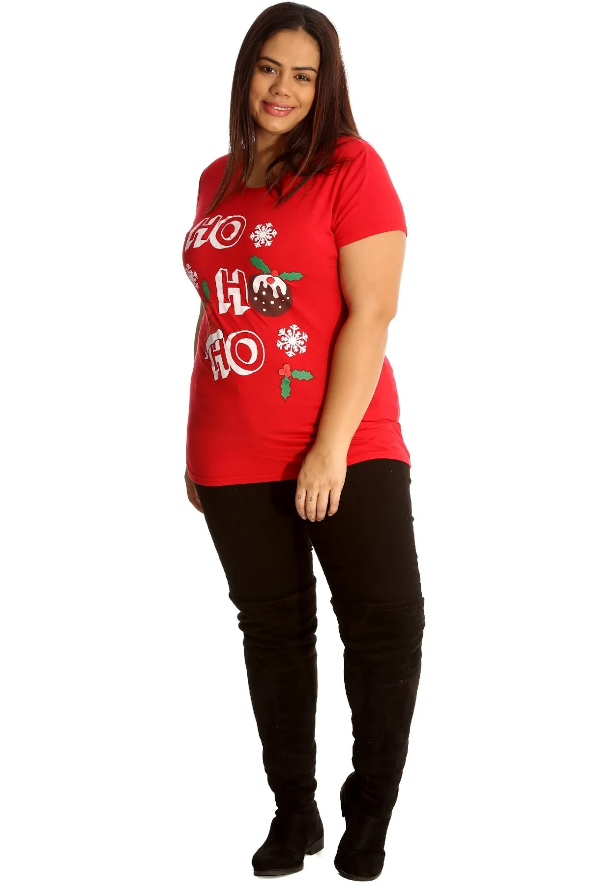 Holly Snowflake Christmas Short Sleeve Top