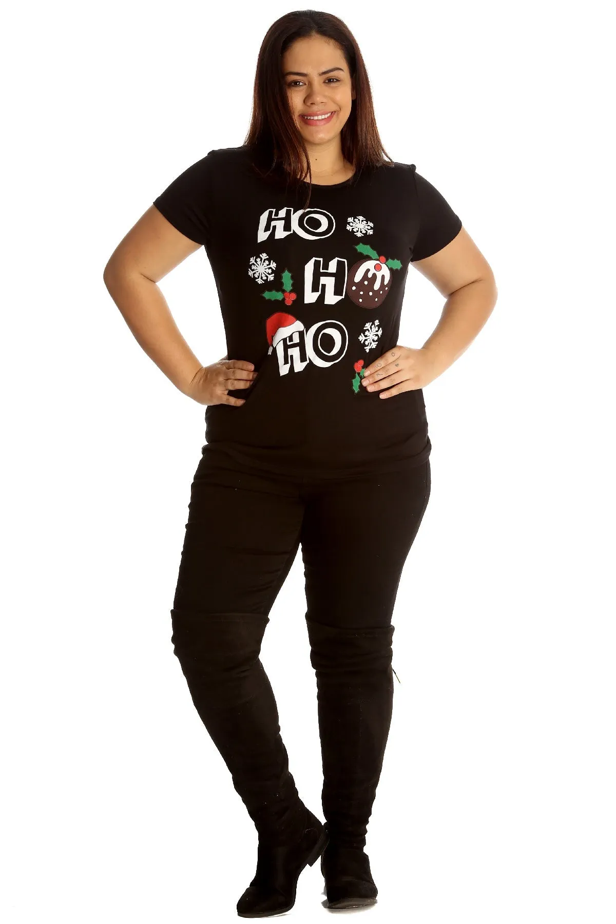 Holly Snowflake Christmas Short Sleeve Top