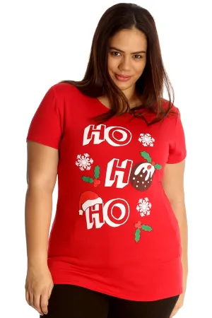 Holly Snowflake Christmas Short Sleeve Top