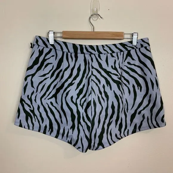 h:ours Enzo Faux Suede High Rise Shorts Zebra