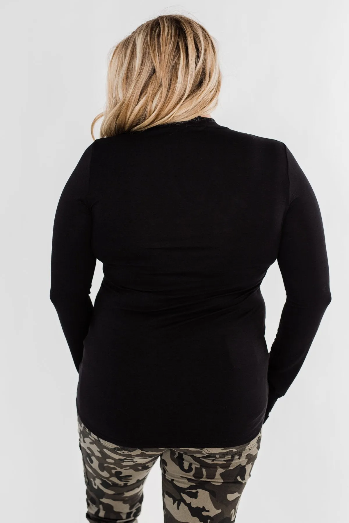 How Incredible Long Sleeve Top- Black