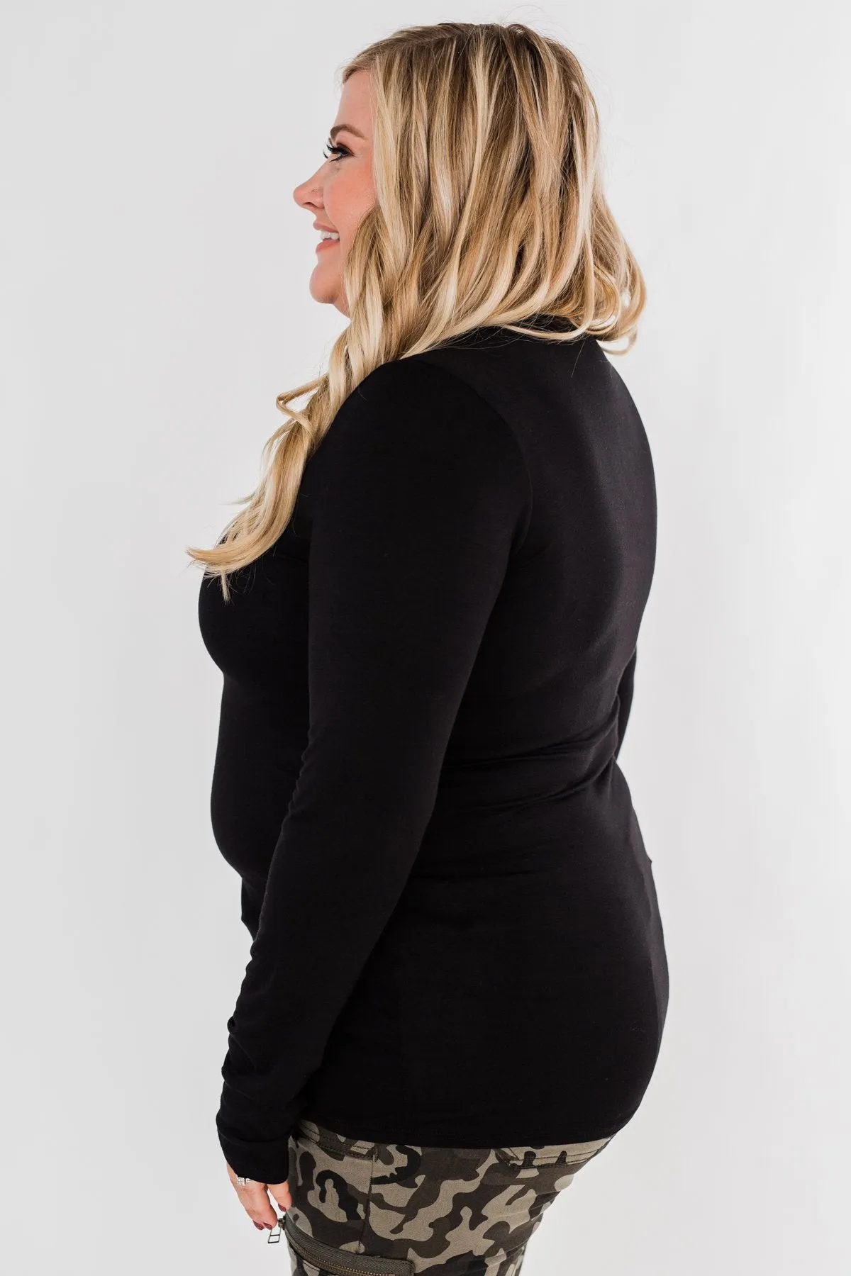 How Incredible Long Sleeve Top- Black