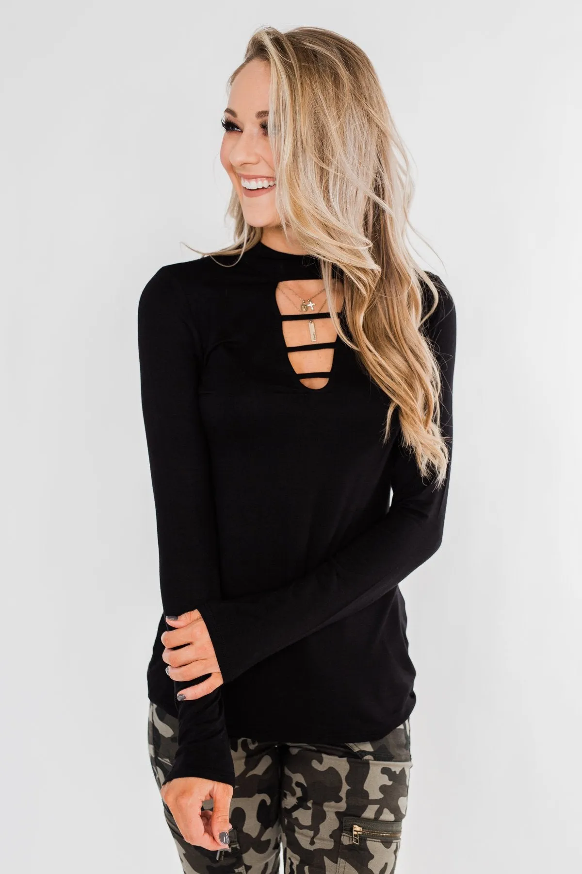How Incredible Long Sleeve Top- Black