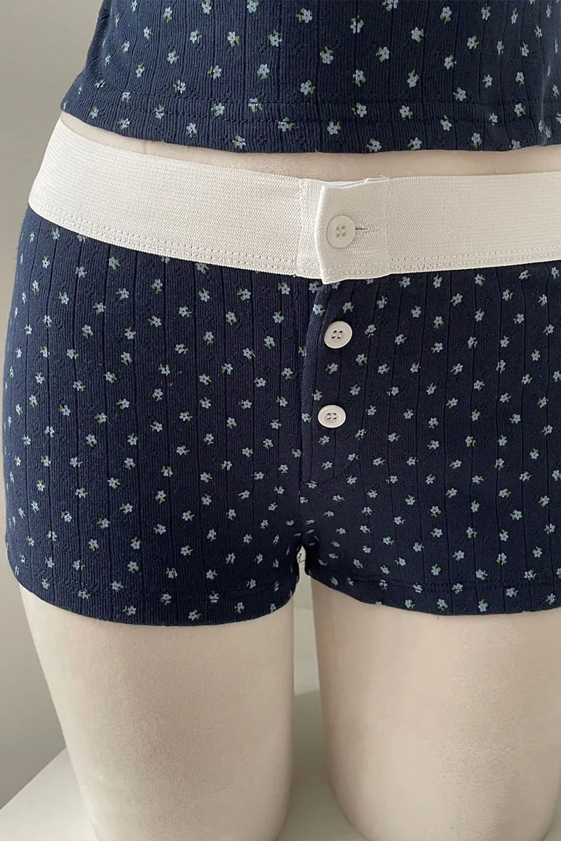 HPP1095 Floral Rib-Knit Shorts