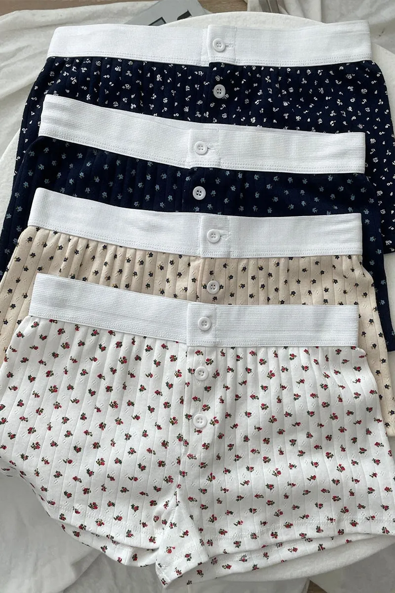 HPP1095 Floral Rib-Knit Shorts