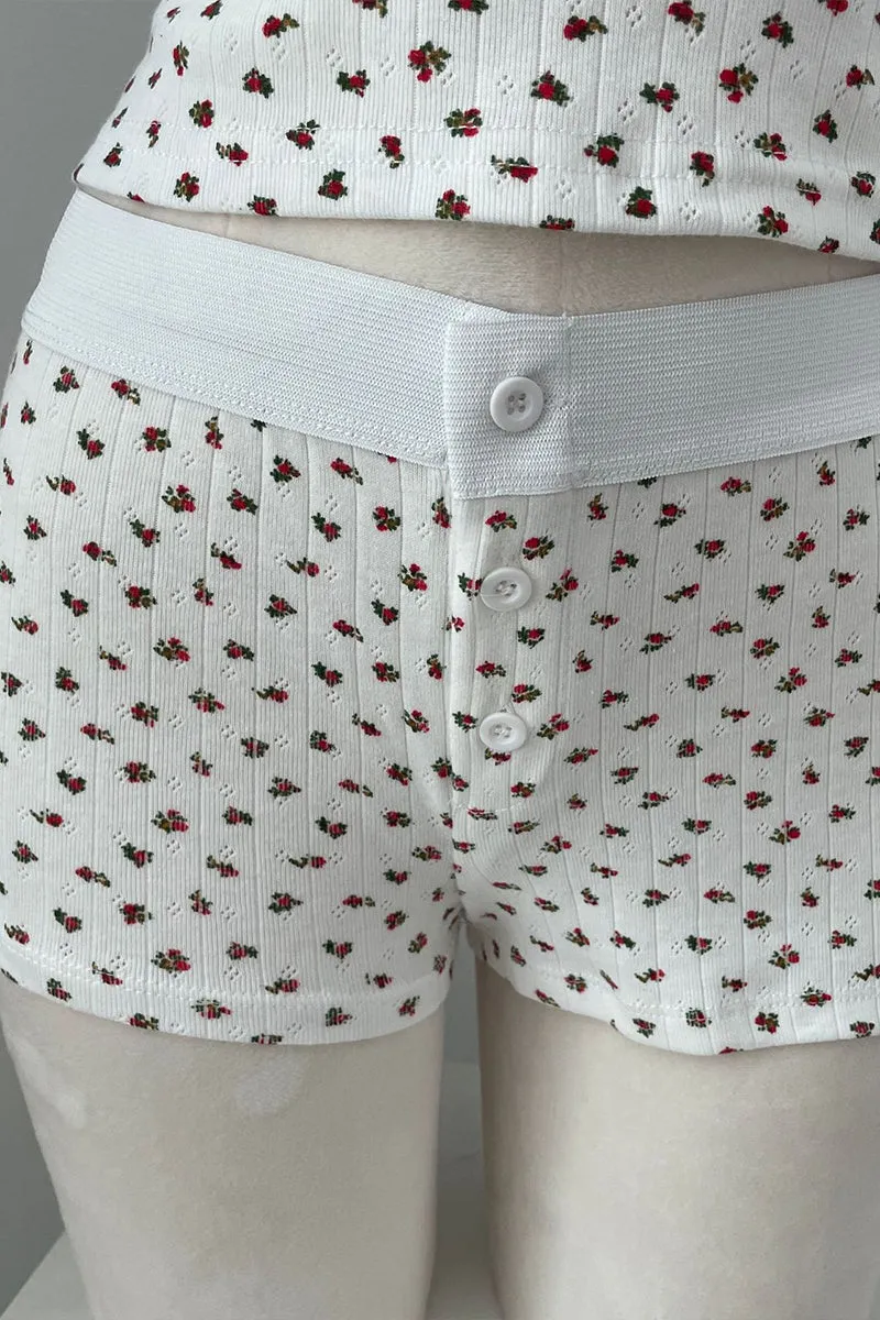 HPP1095 Floral Rib-Knit Shorts