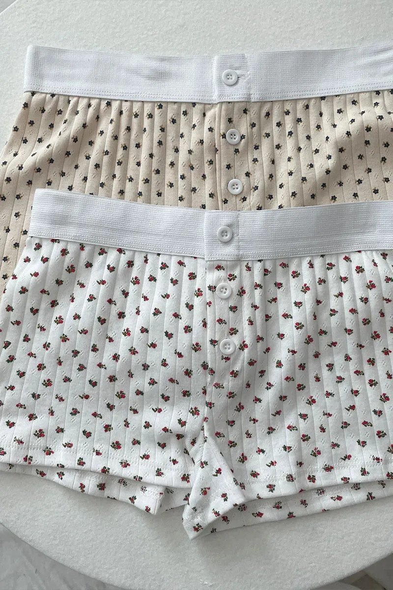 HPP1095 Floral Rib-Knit Shorts