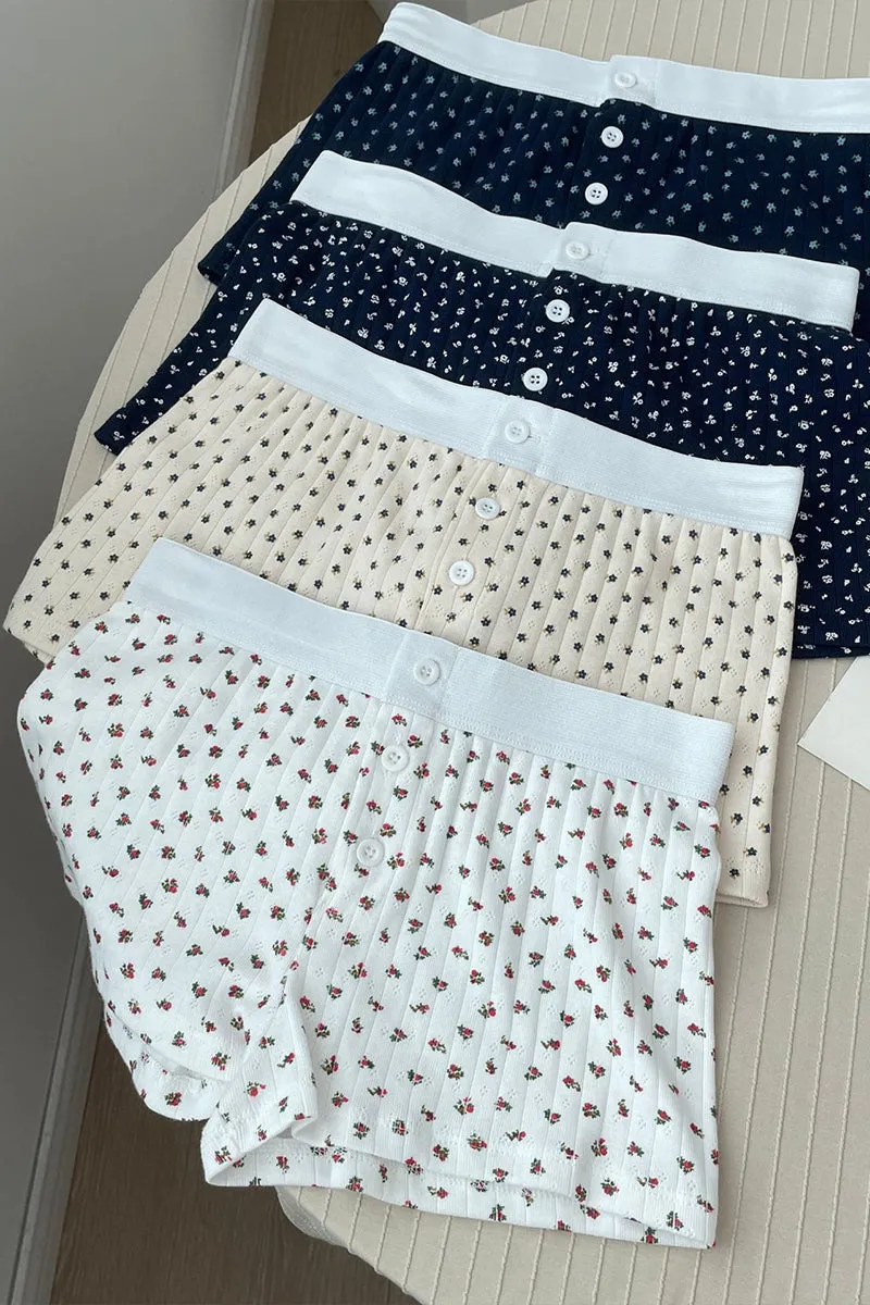 HPP1095 Floral Rib-Knit Shorts