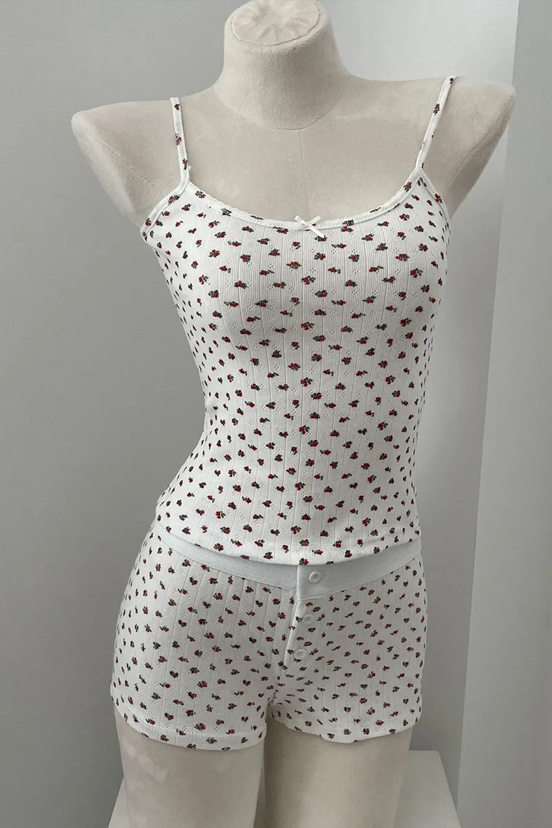 HPP1095 Floral Rib-Knit Shorts