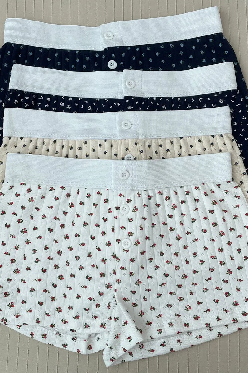 HPP1095 Floral Rib-Knit Shorts