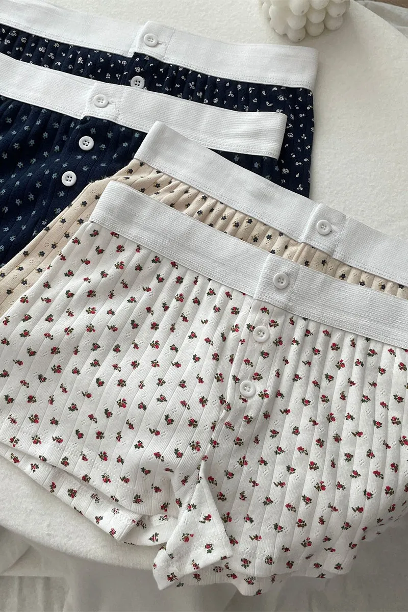 HPP1095 Floral Rib-Knit Shorts