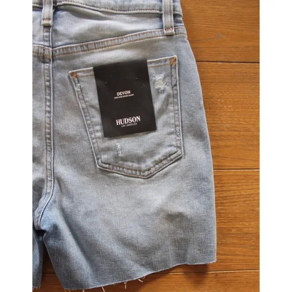 Hudson NWT Lift Me Up Devon High-Rise Destroyed Biker Shorts 24 00